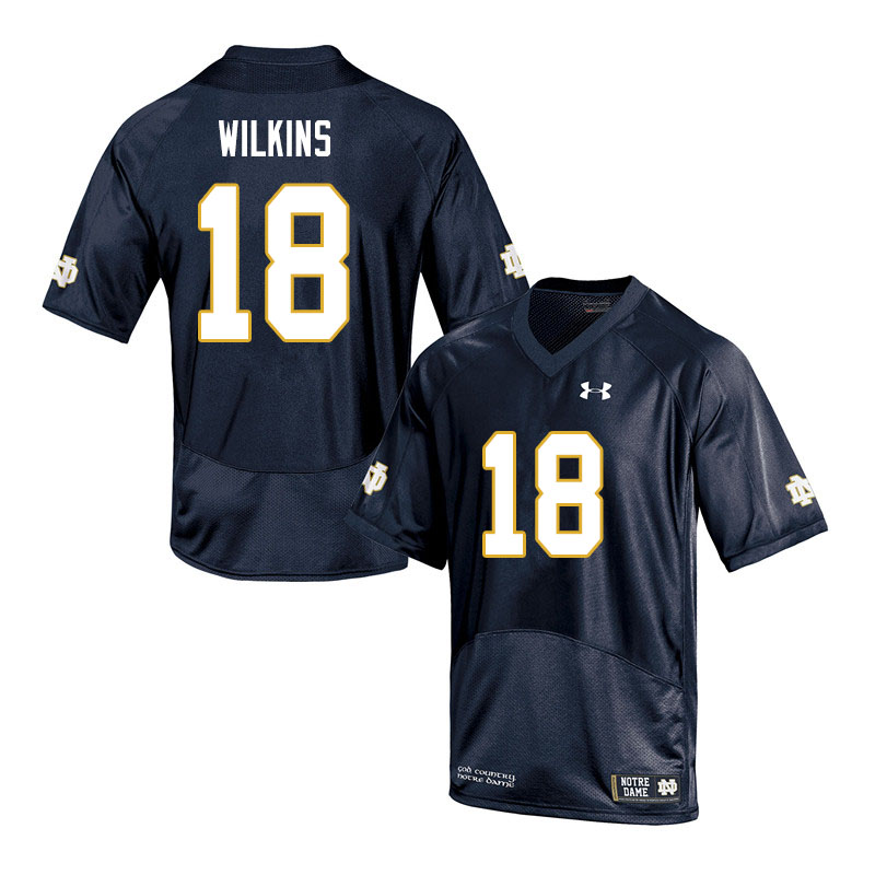 Men #18 Joe Wilkins Notre Dame Fighting Irish College Football Jerseys Sale-Navy